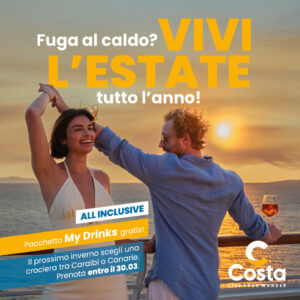 Super promo Costa crociere: bevande gratis per prenotazioni entro il 30 marzo